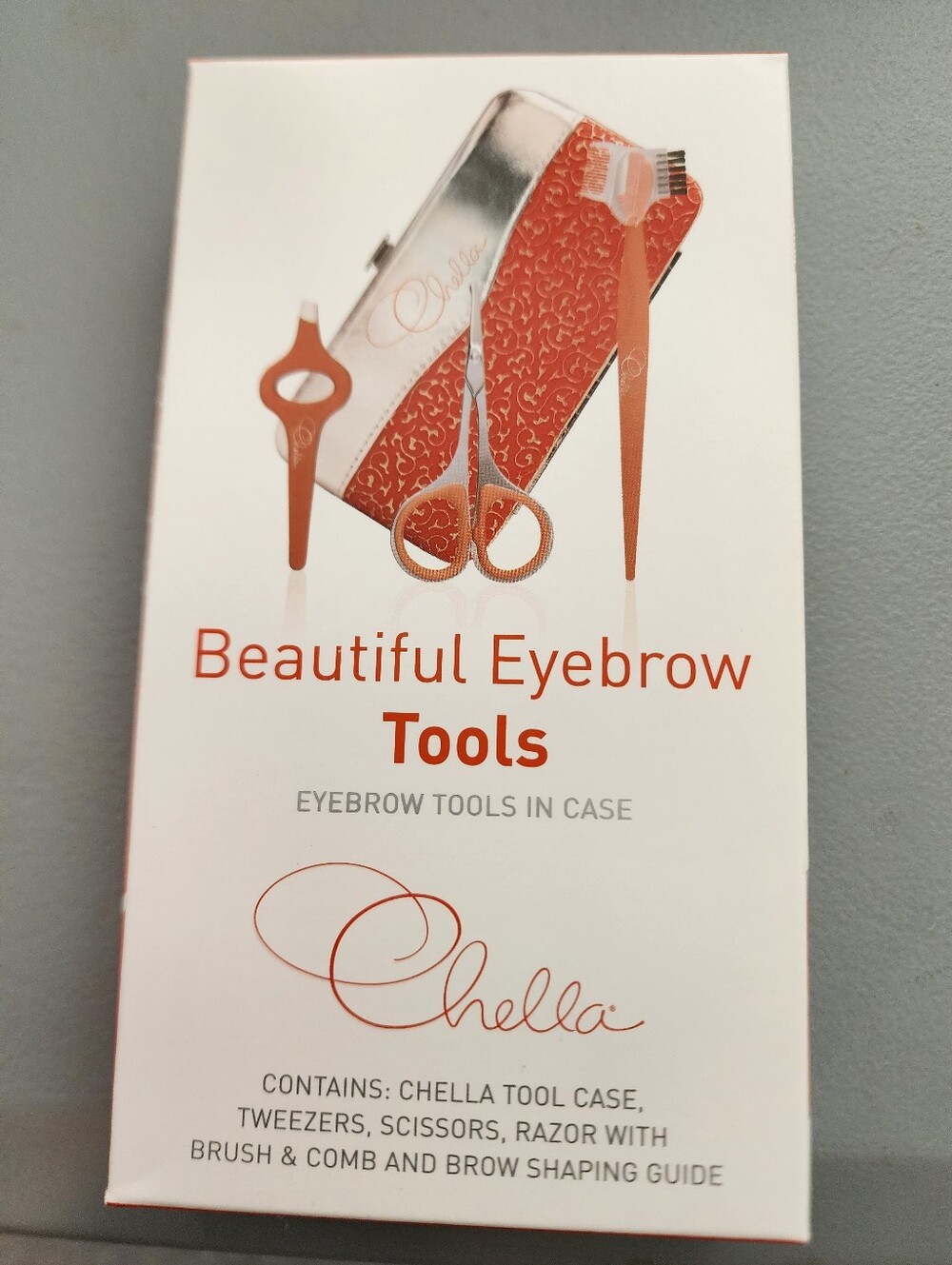 Chella Eyebrow Tool Set New In Box/Package Case Scissors Tweezers Shaping Tools